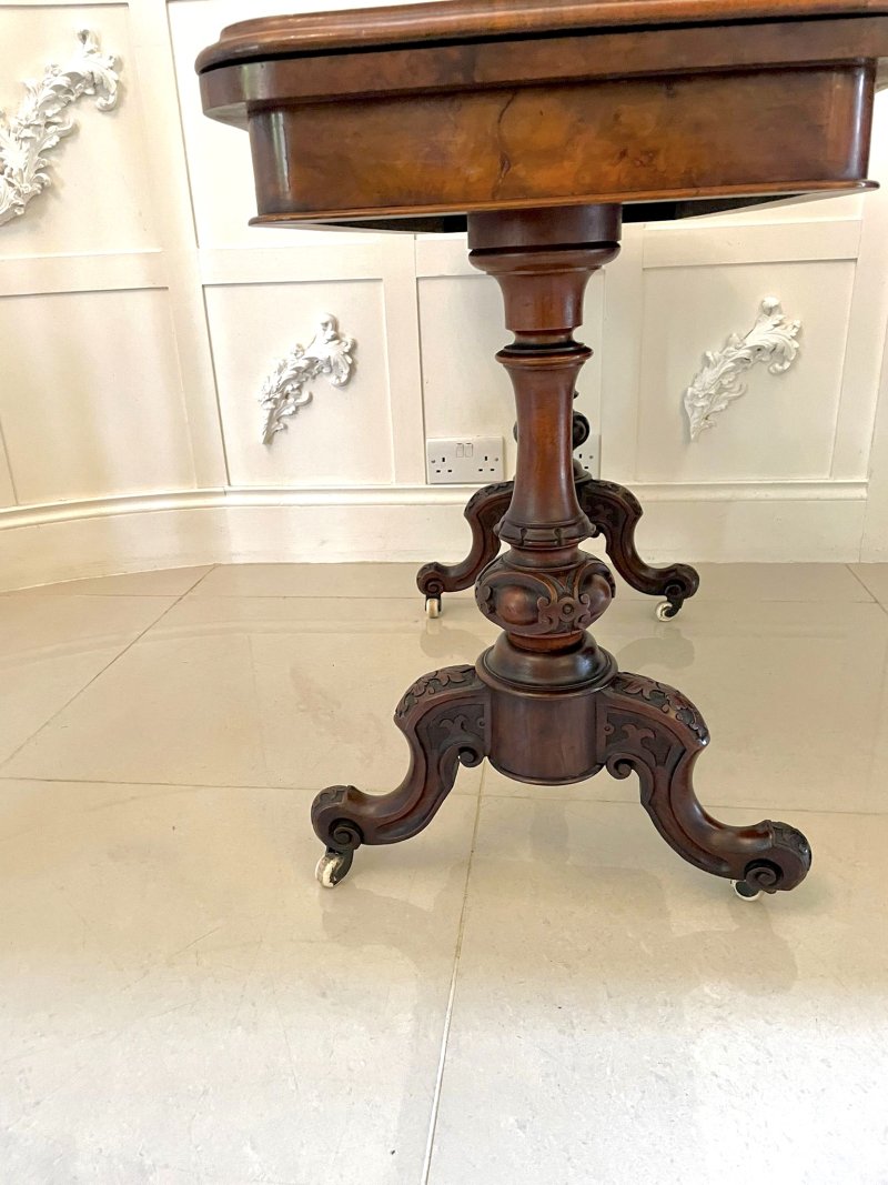 Quality Antique Victorian Burr Walnut Card/Side Table - Image 11